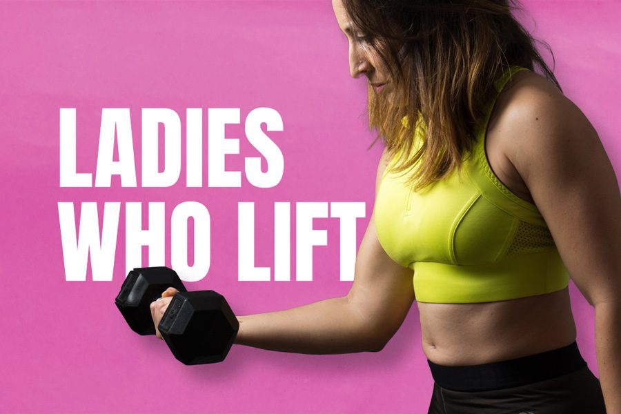 Ladies who lift with image of women holding dumbbell